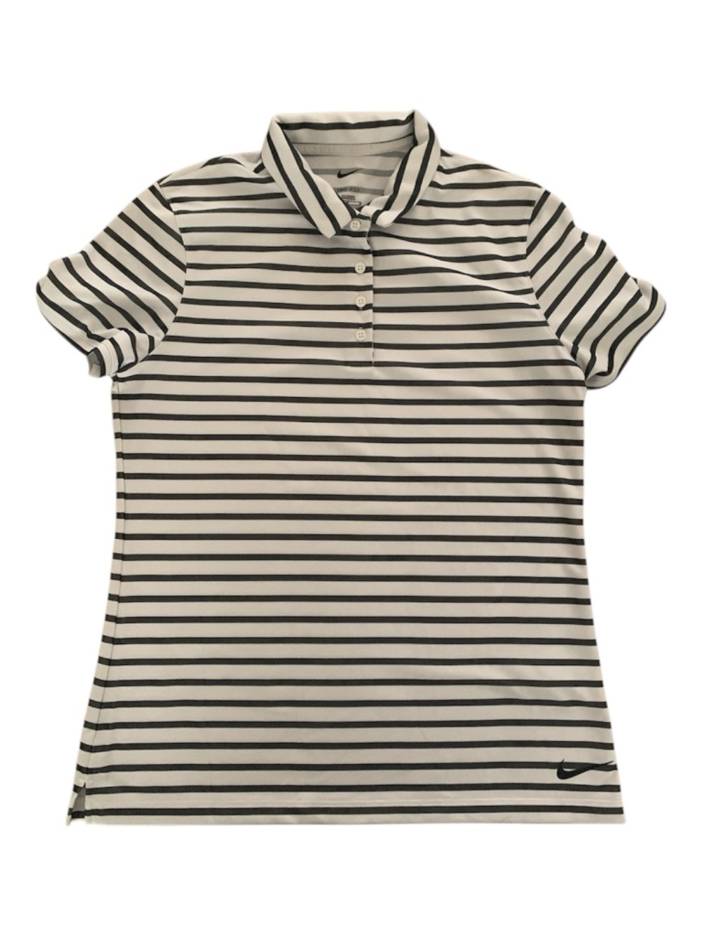 Nike Women’s Black & White Striped Polo Tee